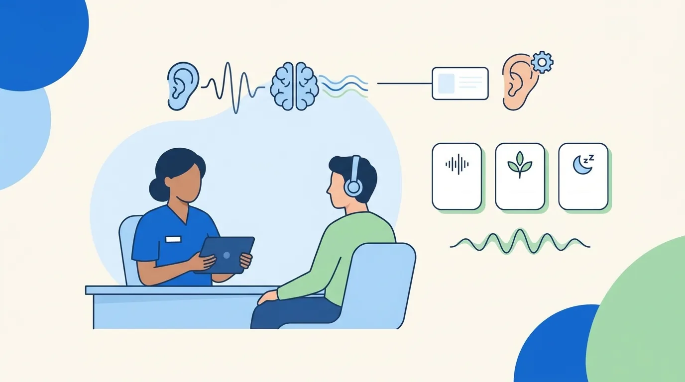 Illustration vectorielle médicale : Acouphènes : causes et solutions | Boidin Audition