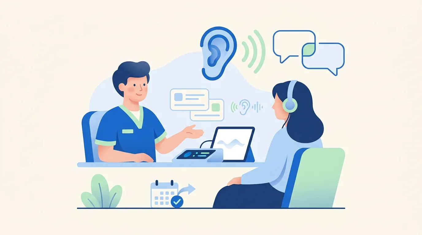 Illustration vectorielle médicale : Bilan auditif gratuit Le Havre