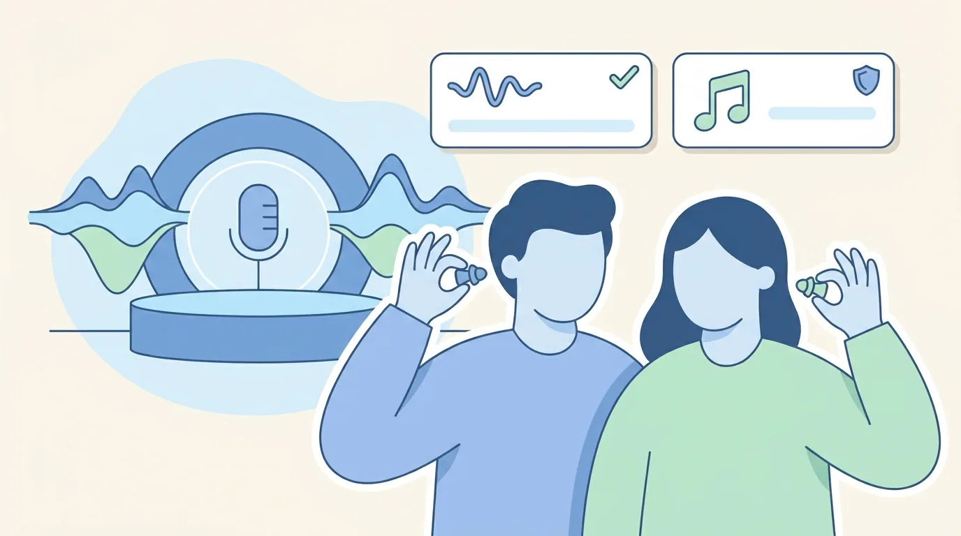 Illustration vectorielle médicale : Bouchons d’oreille pour concerts et festivals | Boidin Audition