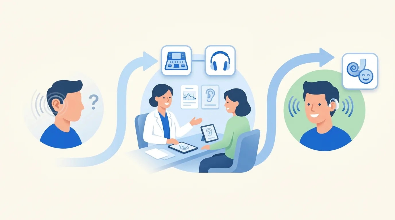 Illustration vectorielle médicale : Hypoacousie : baisse d’audition, que faire ? | Boidin Audition