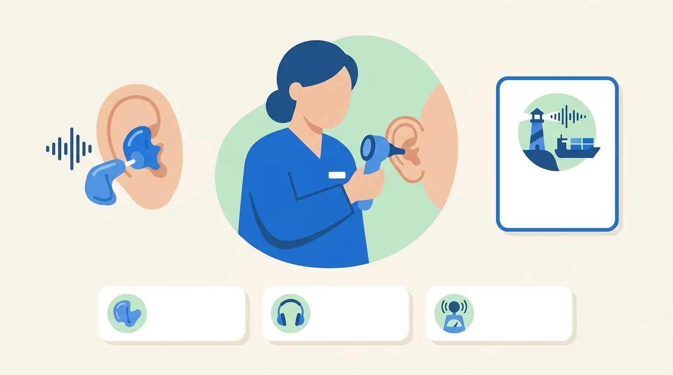 Illustration vectorielle médicale : Protection auditive sur mesure Le Havre