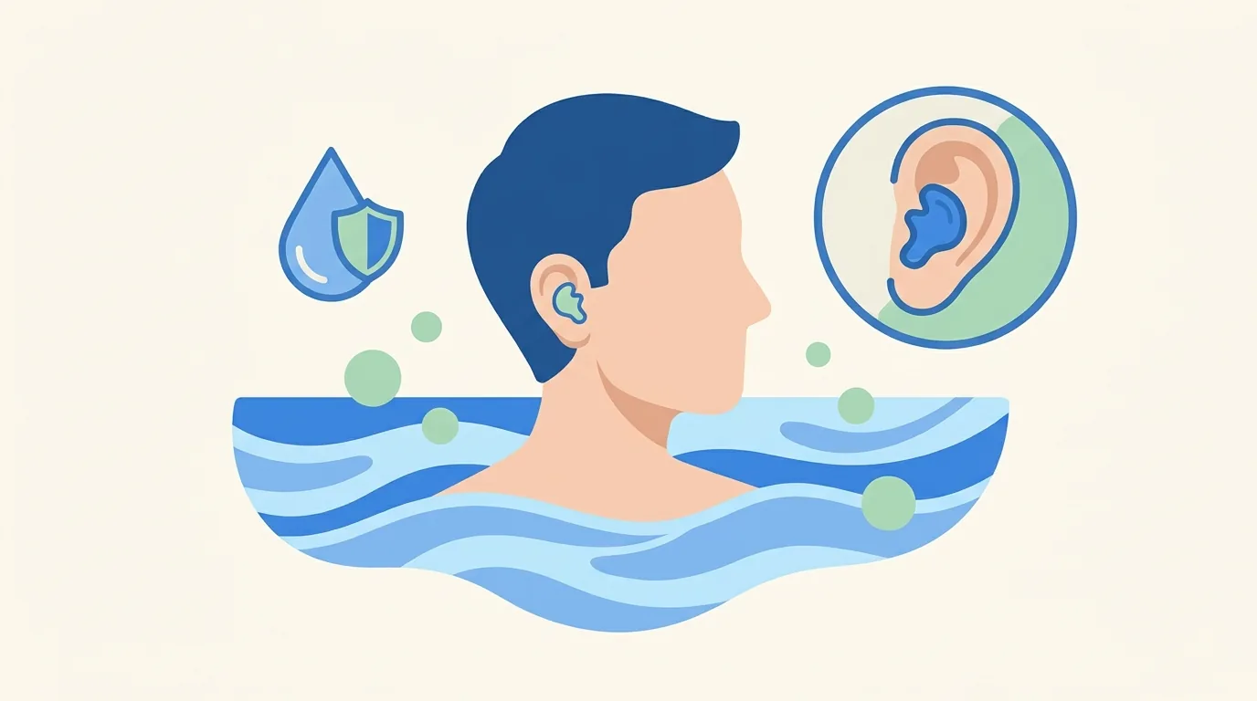 Illustration vectorielle médicale : Protections anti-eau : bouchons de baignade sur mesure | Boidin Audition