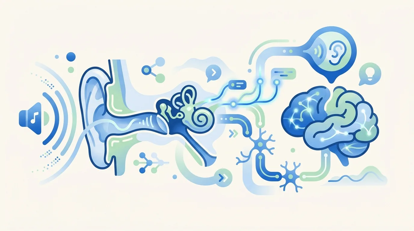 Illustration vectorielle médicale : Comment fonctionne le système auditif ? | Boidin Audition